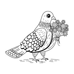 A vintage style illustration of a pigeon