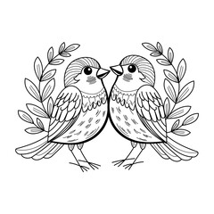 A vintage illustration of two sparrows