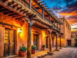 Fototapeta premium Vintage Western Architecture - Rustic Adobe Buildings, Old West Style