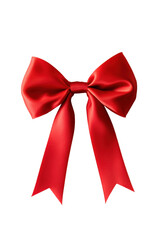 Fototapeta premium Bright red satin bow ribbon perfect for gift wrapping and decoration