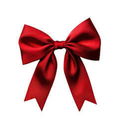 Naklejka premium Bright red satin bow ribbon perfect for gift wrapping and decoration