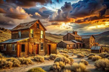 Wild West Ghost Town Ruin - Bodie, California - AI Photo