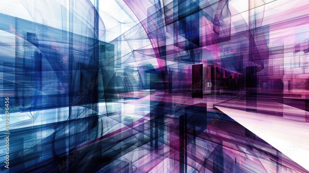 Poster mysterious structure in abstract science fiction style. colorful color line shading express weird sh