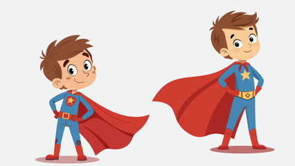 Vector illustration of Boys Wearing Super Hero Costume.