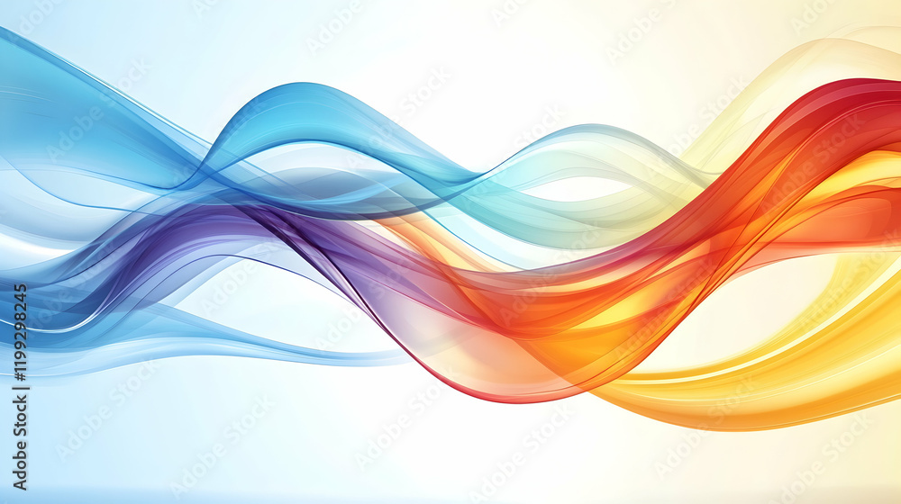 Poster abstract depiction of fluid dynamics with swirling colorful wave patterns in sharp detail on a clean