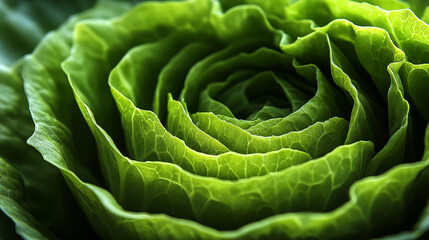 Obraz premium close up of fresh green lettuce, macro shot, background and texture