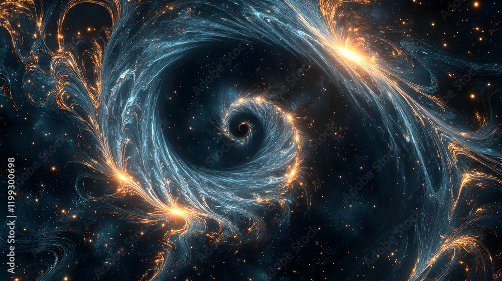 Wall mural artistic representation of a wormhole with glowing edges and swirling patterns in a cosmic deep spac