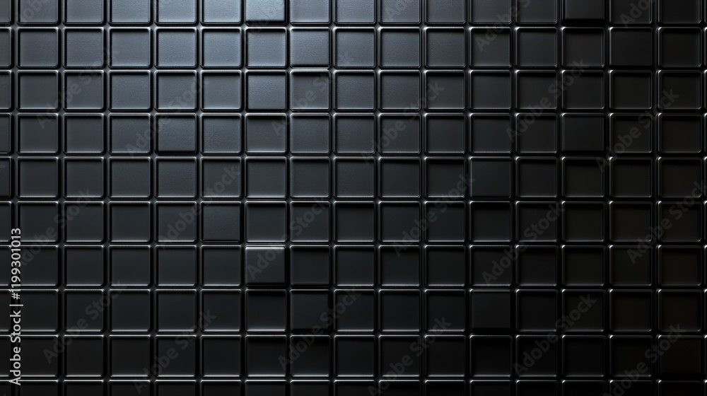 Poster dark grey tiled grid pattern with subtle lighting effects and metallic sheen