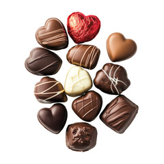 Fototapeta premium Assorted heart-shaped chocolates arranged