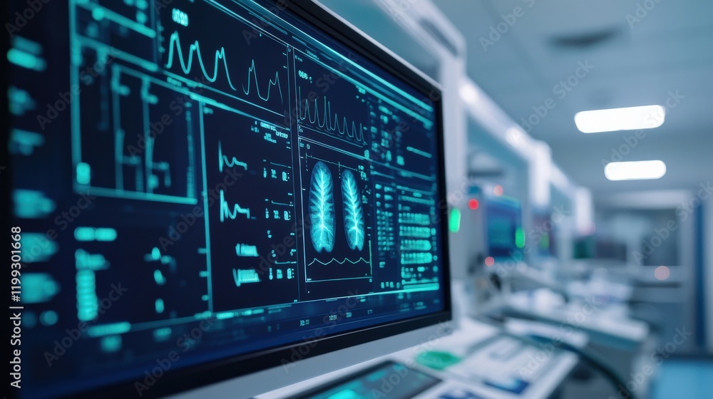 Aufkleber advanced medical monitoring system displaying patient health data and vital signs in a modern health