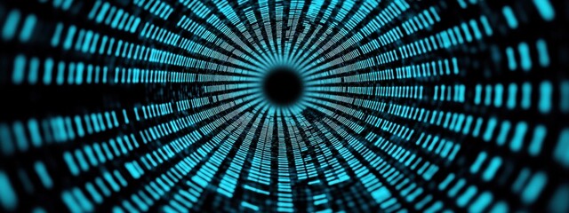 Abstract Visualization of Data Flow with Bright Blue Lines Forming a Tunnel Effect on Black Background