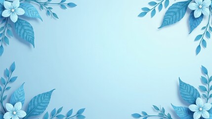 Serene Blue Floral Frame Elegant Botanical Design for Peaceful Invitation or Announcement