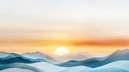 Fototapeta premium Run-down landscapes in a national park Serene sunset over blue and white mountain landscape.