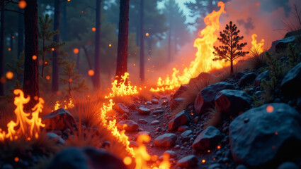 Fototapeta premium Artistic Rendition of Flames Turning into New Growth