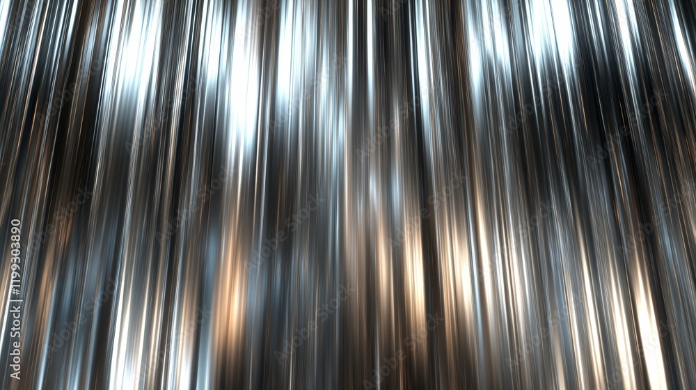 Poster Abstract metallic background with vertical lines and light reflections.