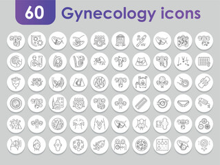 gynecology black line icons set. Infographics with symbols.