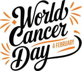 World Cancer Day 4 February concept text logo design template. Design for banner, presentation, background, poster. Editable vector EPS 10 illustration.