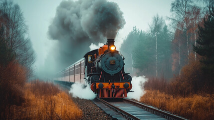 Obraz premium steam train in the forest