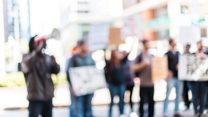 Political Activism Blur: A blurred photo of a group of activists advocating for political change.	
