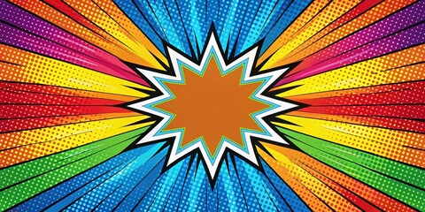 Fototapeta premium Colorful comic book pop art style strip backdrop with bold lines and vibrant colors