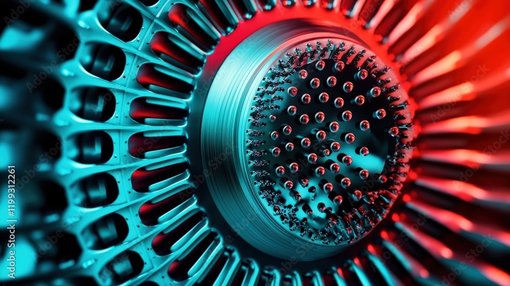 Aufkleber close-up view of intricate mechanical components in a technological environment