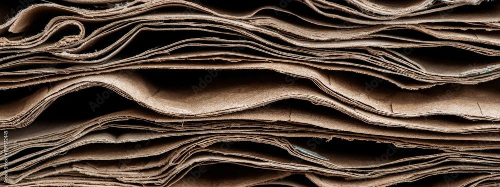 Poster textured layers of unused cardboard sheets stacked neatly for recycling or crafting projects