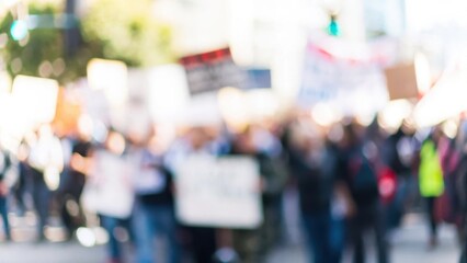 Government Reform Blur: A blurred background of a crowd protesting for political and government reform.	
