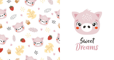 Farm animals pattern, cute farm animals, kids pattern, farm vector, cartoon, seamless pattern