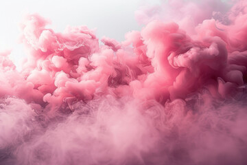 Fototapeta premium Pink smoke rises dramatically, enveloping the atmosphere and adding a mystical quality to the celebration. The scene captures the magic of moments shared in lively gatherings.
