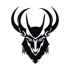 Coloring book for kids Ibex head vector Black vector illustration.