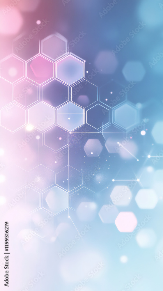Fototapete pastel colored abstract background showing hexagons forming a futuristic network connection