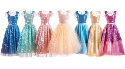 Set of Woman dresses isolated on white background.