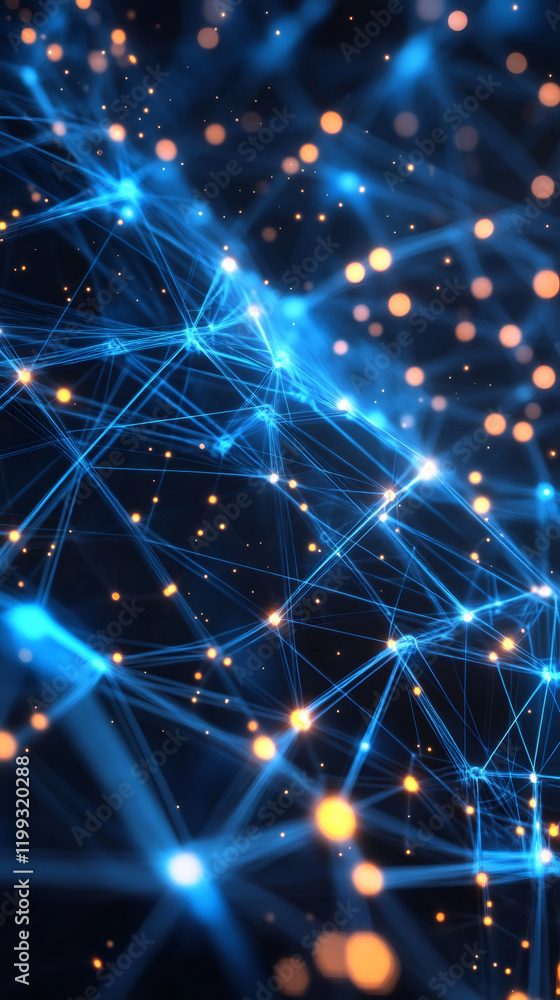 Aufkleber Futuristic plexus network connecting points and lines, creating a technological background for concepts in science and innovation