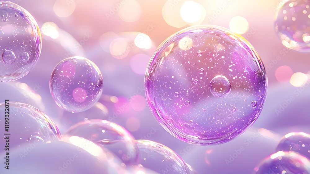 Poster vibrant bubbles create a dreamy abstract background with shimmering light. generative ai