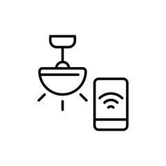 Smart lightbulb outline icons, minimalist vector illustration ,simple transparent graphic element .Isolated on white background