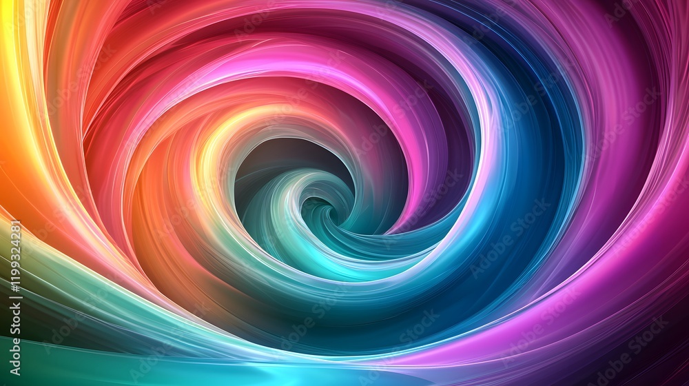 Poster dynamic colors blend seamlessly in a captivating spiral design with depth. generative ai