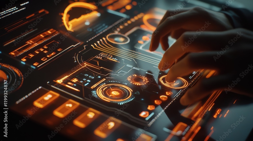 Aufkleber a closeup image reveals a digital interface on a tablet featuring circular video thumbnails of vario