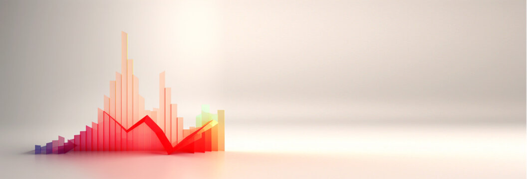 A vibrant red line graph with colorful glowing elements, showcasing dynamic statistics and data visualization. The bright and engaging design is ideal for signage, presentations - Powered by Adobe