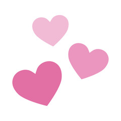 ハート　シンプル　アイコン　3つ　ピンク　ベクター