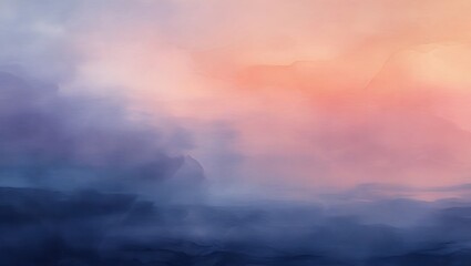 Fototapeta premium Artistic pastel-hued misty mountain landscape with soft gradients and a tranquil sky background