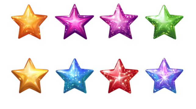 set of stars isolated on white background.