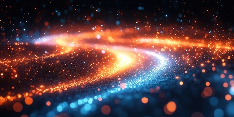 Obraz premium Abstract Cosmic Dance: A Symphony of Blue and Orange Nebulae