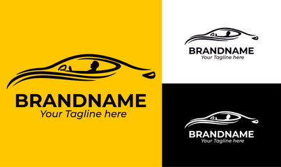 Luxury Car Silhouette Logo Design Template for Chauffeur Services, Car Rentals, and Automotive Businesses