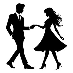 Vector silhouette of a couple. Symbol of man and woman