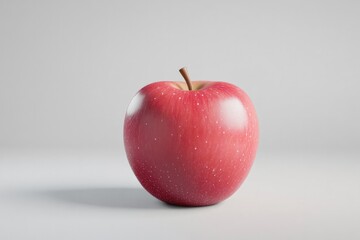 Shiny red apple placed on minimalist surface, highlighting its v