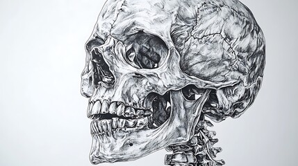 Detailed human skeleton art artistic and stylized illustration for creative projects