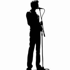 10 black simple silhouette depictions of humans performing various professional activities on a white background