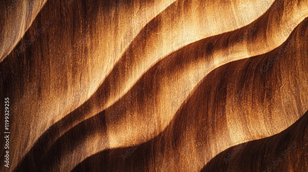 Poster Abstract wood texture background. Warm brown tones and wavy patterns.