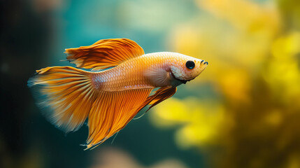 A fish swimming gracefully in an aquarium