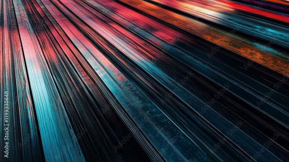 Poster abstract colorful lines converging at a vanishing point.